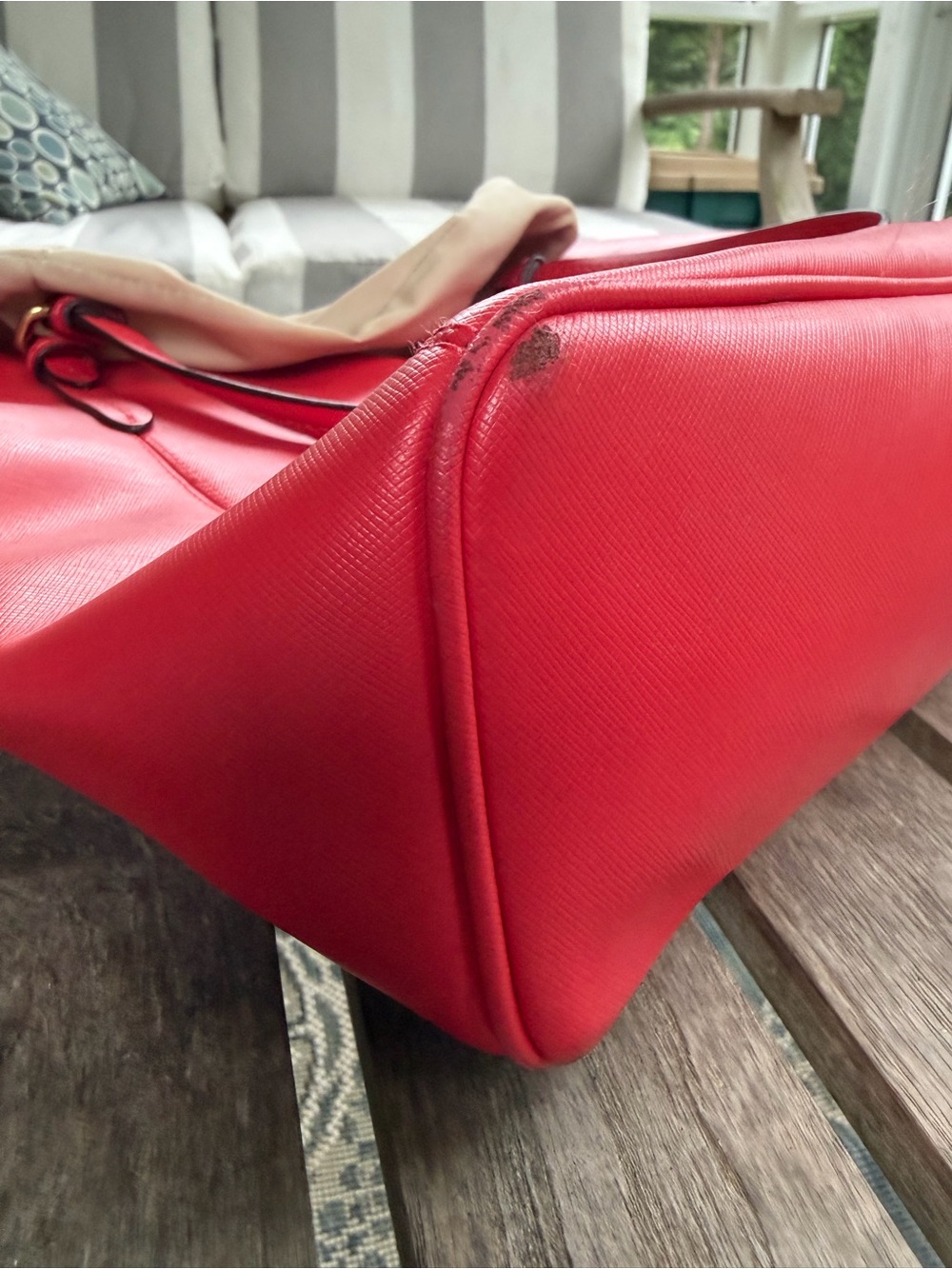 Coach Peyton Handbag F27349 Red Crossgrain Leather Zip Top Work Tote Bag Coral - Picture 9 of 11